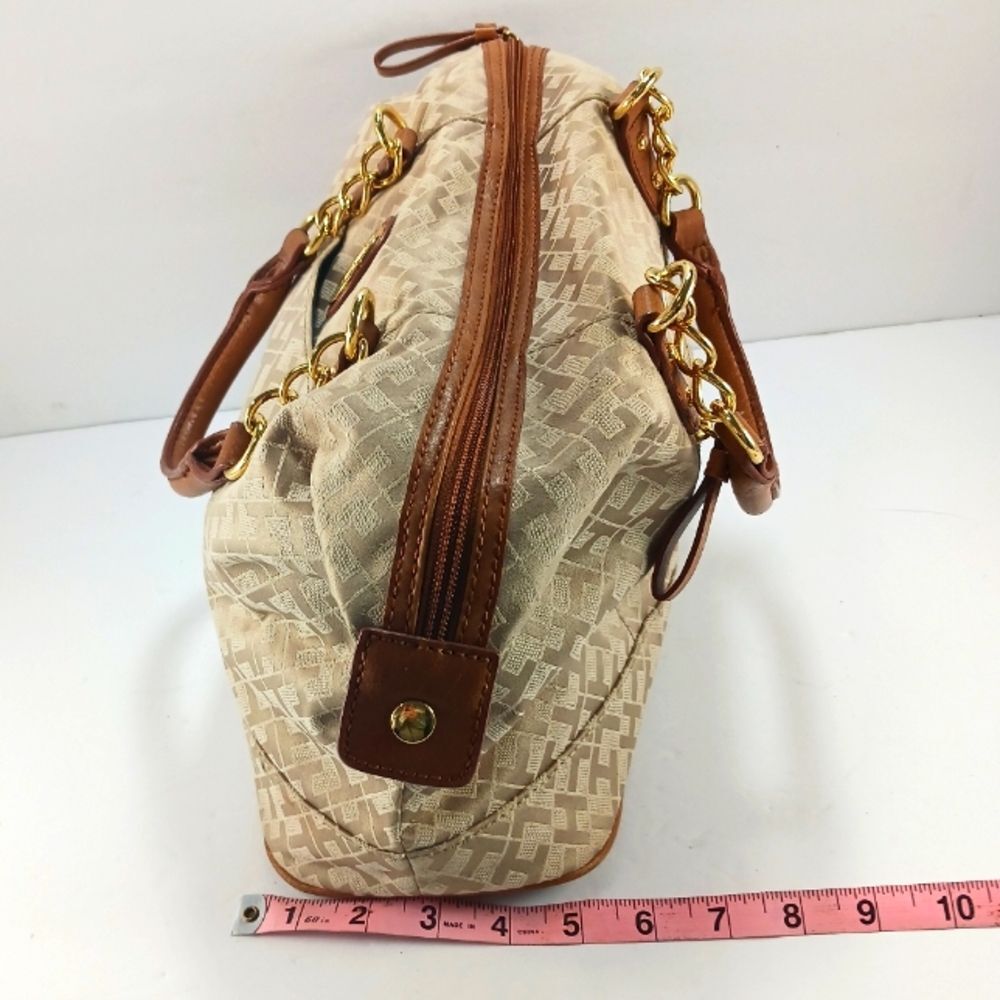 Tommy Hilfiger Beige Signature Logo Handbag Purse Satchel Top Canvas Exterior... - Picture 15 of 16